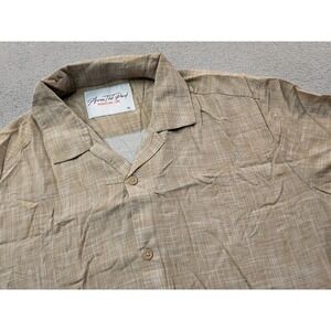 Across The Pond Signature Line Mens XL Tan Crosshatch Viscose Camp Shirt